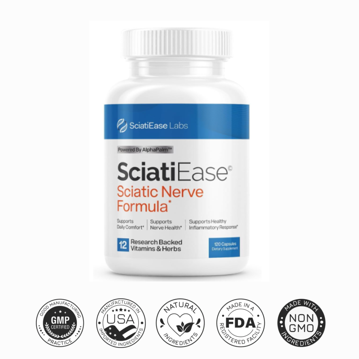 Official SciatiEase supplement bottle image